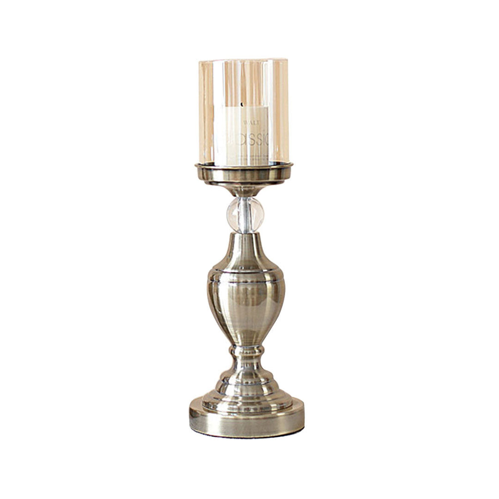 SOGA 37.4cm Glass Candlestick Candle Holder Stand Pillar Glass/Iron Metal $ 46.90
