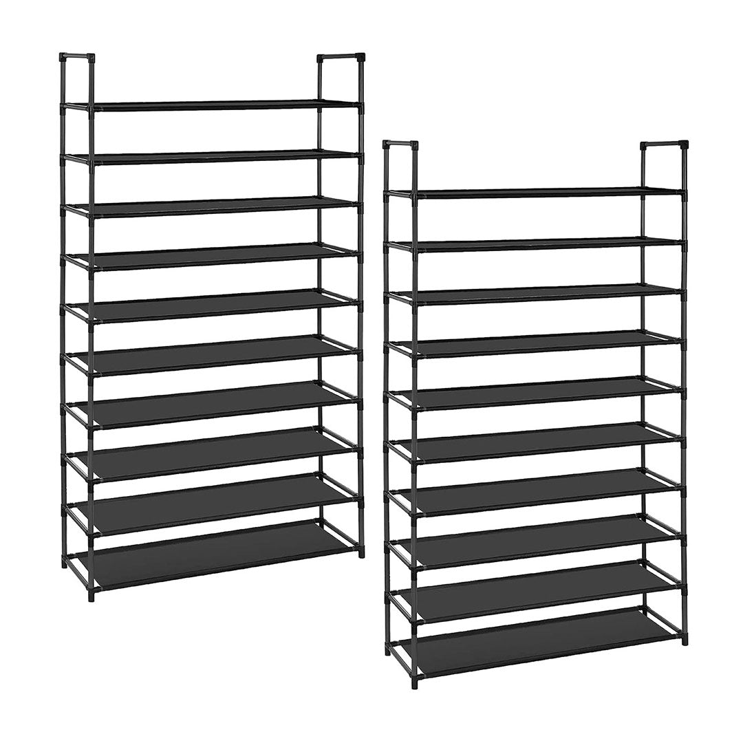 SOGA 2X 10 Tier Shoe Storage Shelf Space-Saving Caddy Rack Organiser with Handle $ 150.90