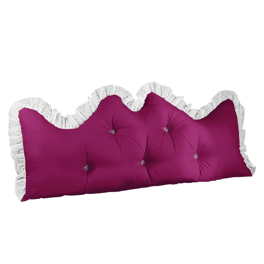 SOGA 150cm Burgundy Princess Bed Pillow Headboard Backrest Bedside Tatami Sofa Cushion with Ruffle Lace Home Decor