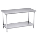 SOGA 2-Tier Commercial Catering Kitchen Stainless Steel Prep Work Bench Table 150*70*85cm $ 539.90