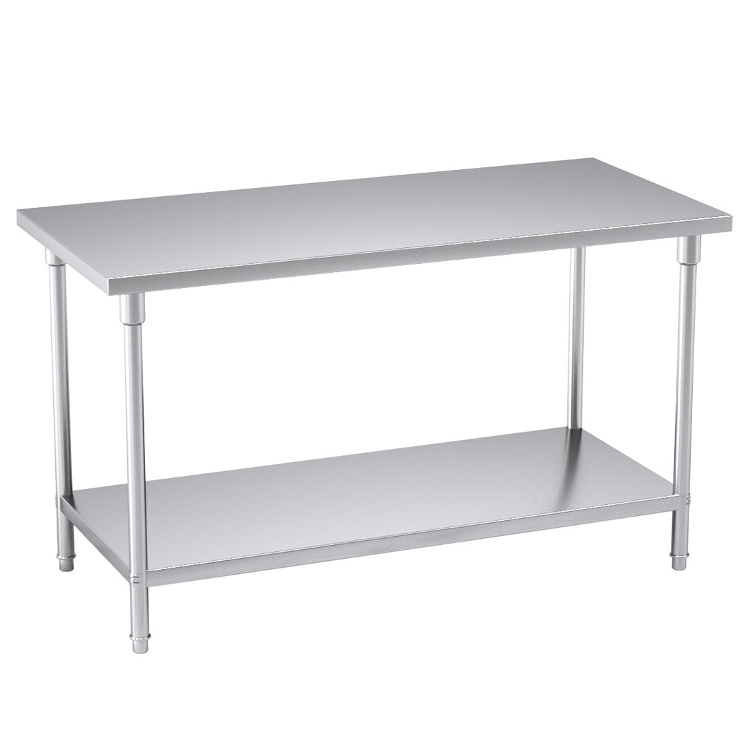 SOGA 2-Tier Commercial Catering Kitchen Stainless Steel Prep Work Bench Table 150*70*85cm $ 539.90