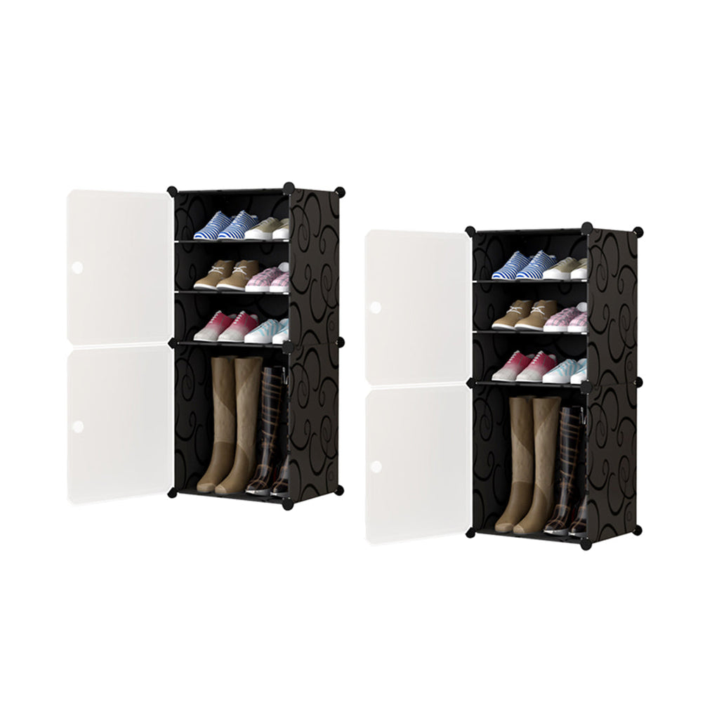 SOGA 2X 4 Tier Shoe Rack Organizer Sneaker Footwear Storage Stackable Stand Cabinet Portable Wardrobe with Cover $ 86.50
