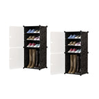 SOGA 2X 4 Tier Shoe Rack Organizer Sneaker Footwear Storage Stackable Stand Cabinet Portable Wardrobe with Cover $ 86.50