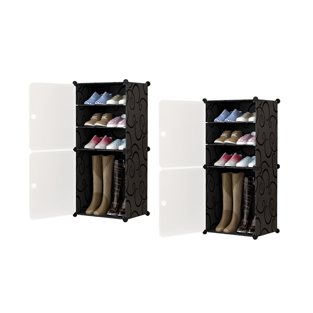 SOGA 2X 4 Tier Shoe Rack Organizer Sneaker Footwear Storage Stackable Stand Cabinet Portable Wardrobe with Cover $ 86.50