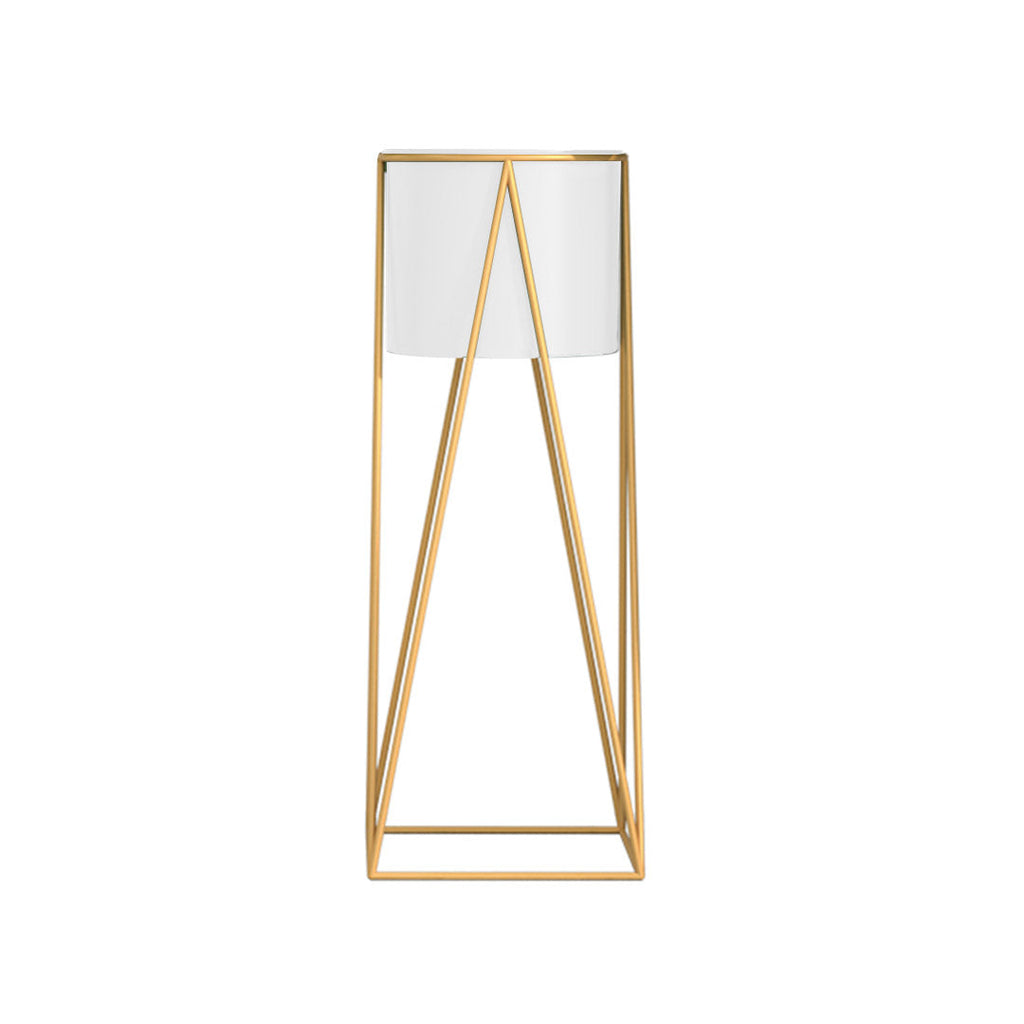 SOGA 70cm Gold Metal Plant Stand with White Flower Pot Holder Corner Shelving Rack Indoor Display $ 88.90