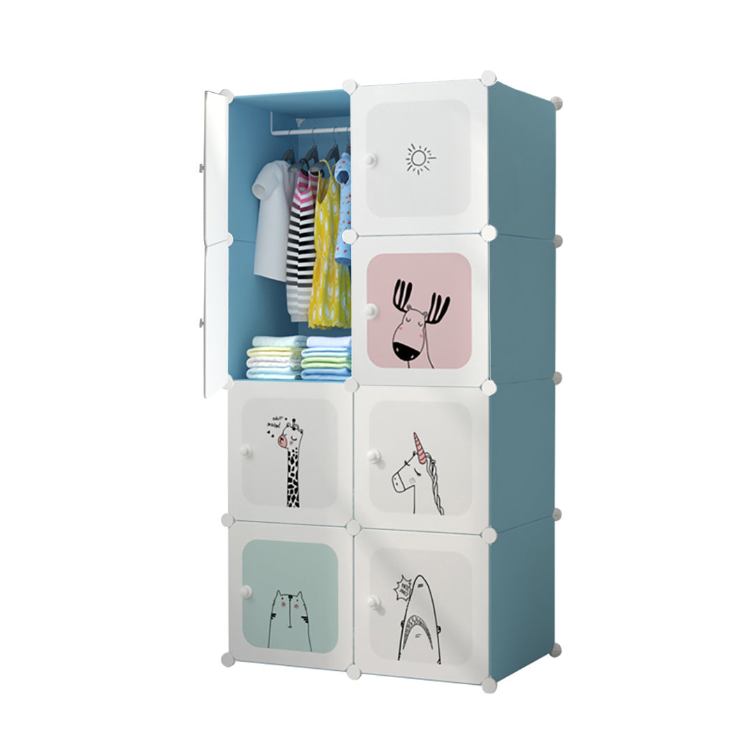 SOGA 8 Cubes Blue Portable Wardrobe Divide-Grid Modular Storage Organiser Foldable Closet $ 94.50
