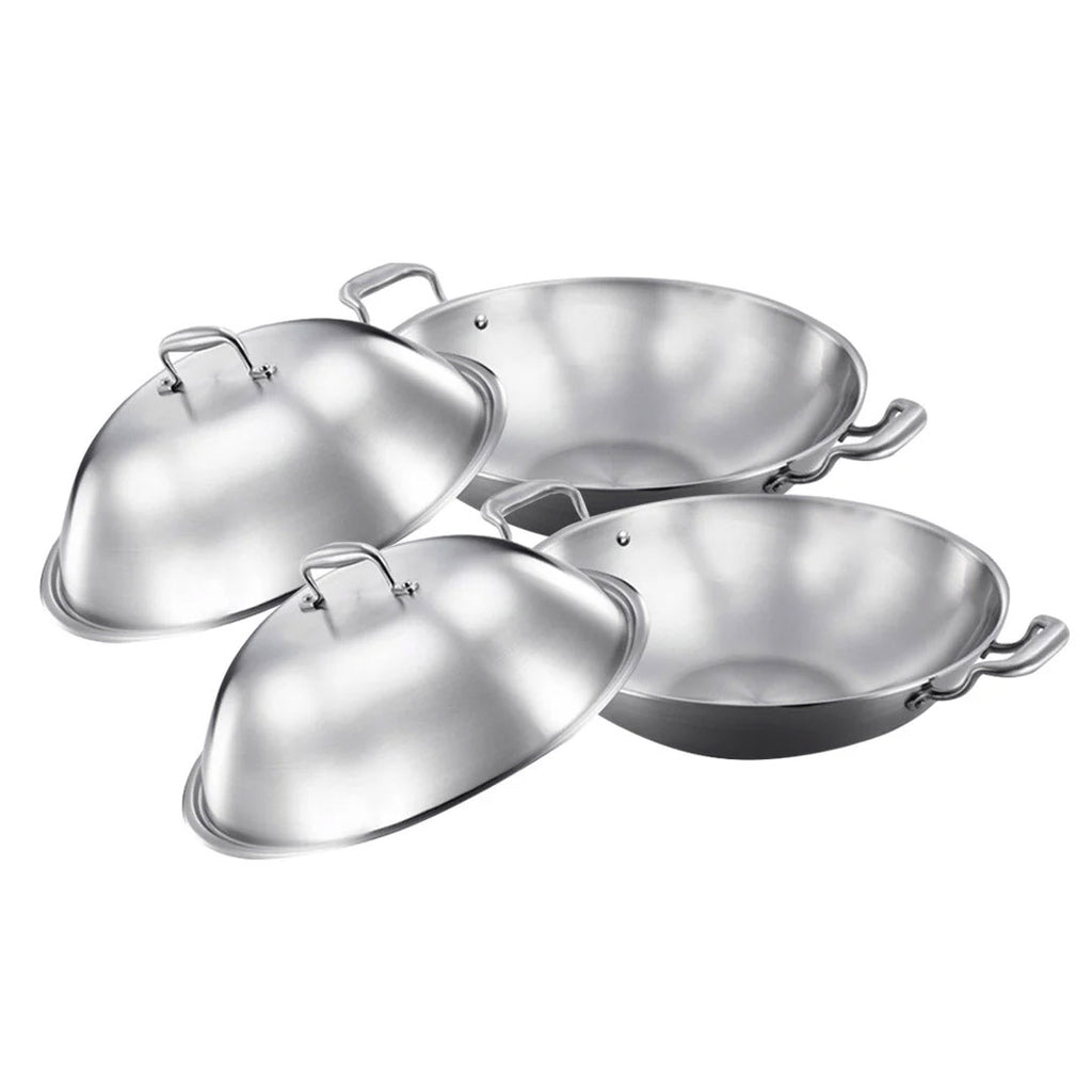 SOGA 2X 3-Ply 38cm Stainless Steel Double Handle Wok Frying Fry Pan Skillet with Lid $ 409.50