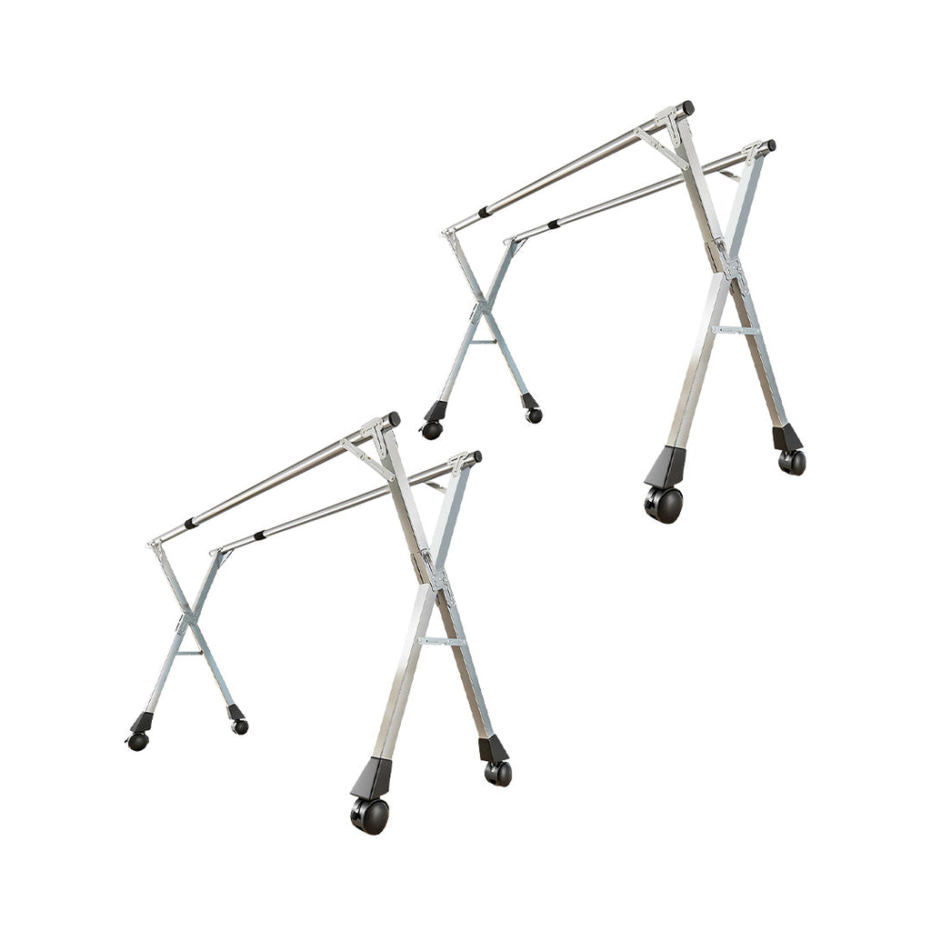 SOGA 2X 2.4m Portable Standing Clothes Drying Rack Foldable Space-Saving Laundry Holder with Wheels $ 269.50