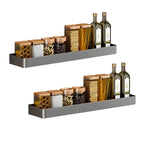 SOGA 2X 42cm Black Wall-Mounted Rectangular Kitchen Spice Storage Organiser Space Saving Condiments Shelf Rack $ 90.90