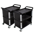 SOGA 2X 3 Tier Covered Food Trolley Food Waste Cart Storage Mechanic Kitchen Black $ 521.50