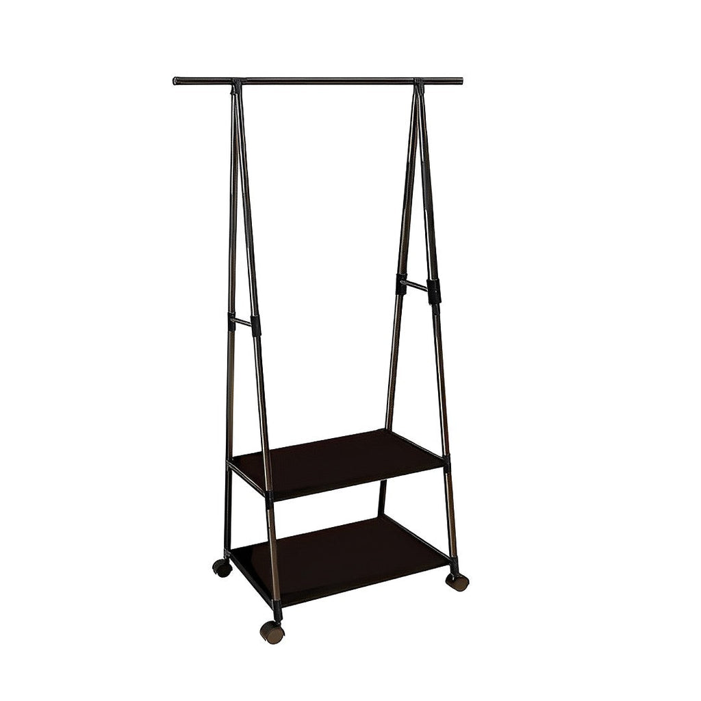 SOGA 2-in-1 Organiser Clothes Shoe Rack Space-Saving Triangular Storage with Wheels Black $ 66.90