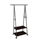 SOGA 2-in-1 Organiser Clothes Shoe Rack Space-Saving Triangular Storage with Wheels Black $ 66.90