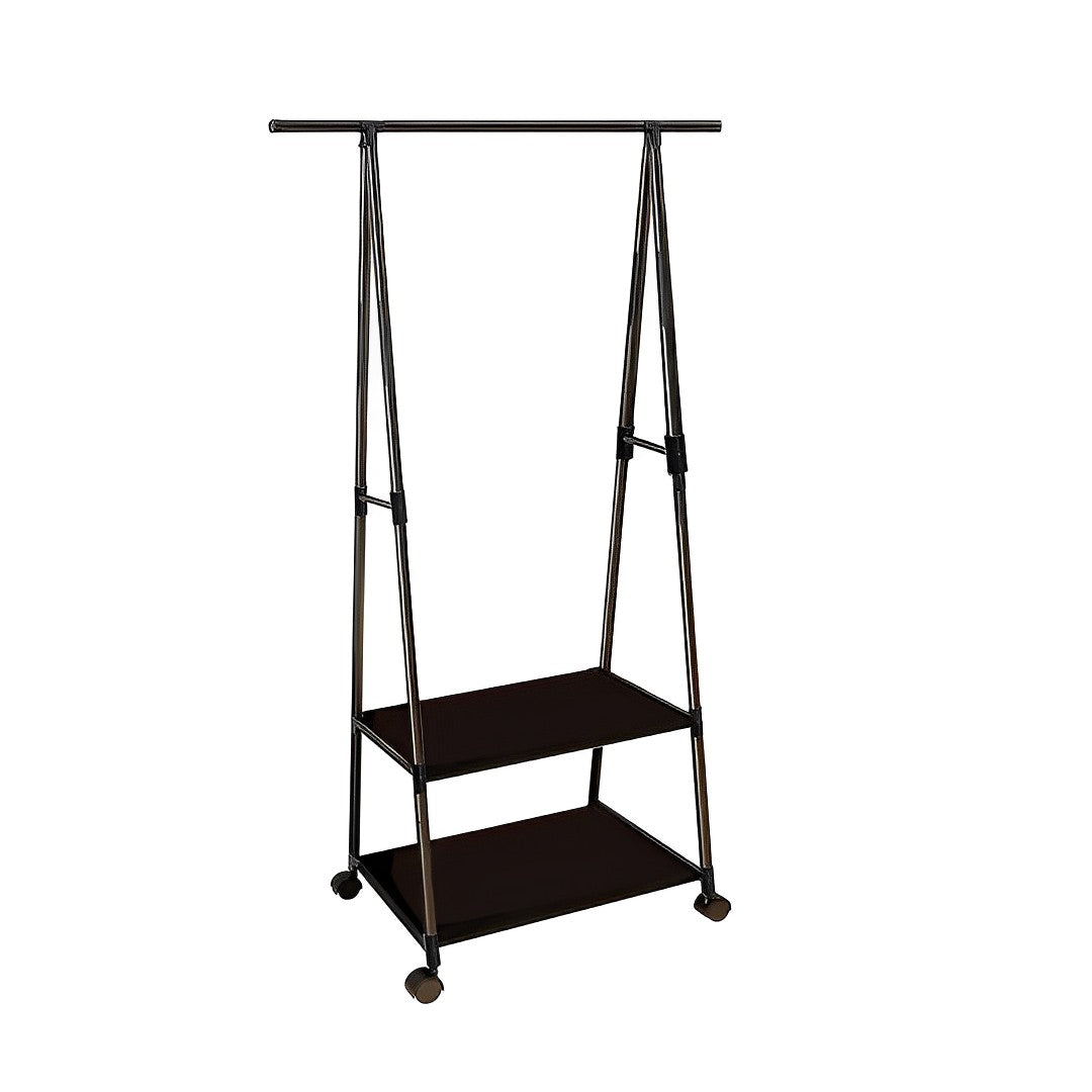 SOGA 2-in-1 Organiser Clothes Shoe Rack Space-Saving Triangular Storage with Wheels Black $ 66.90