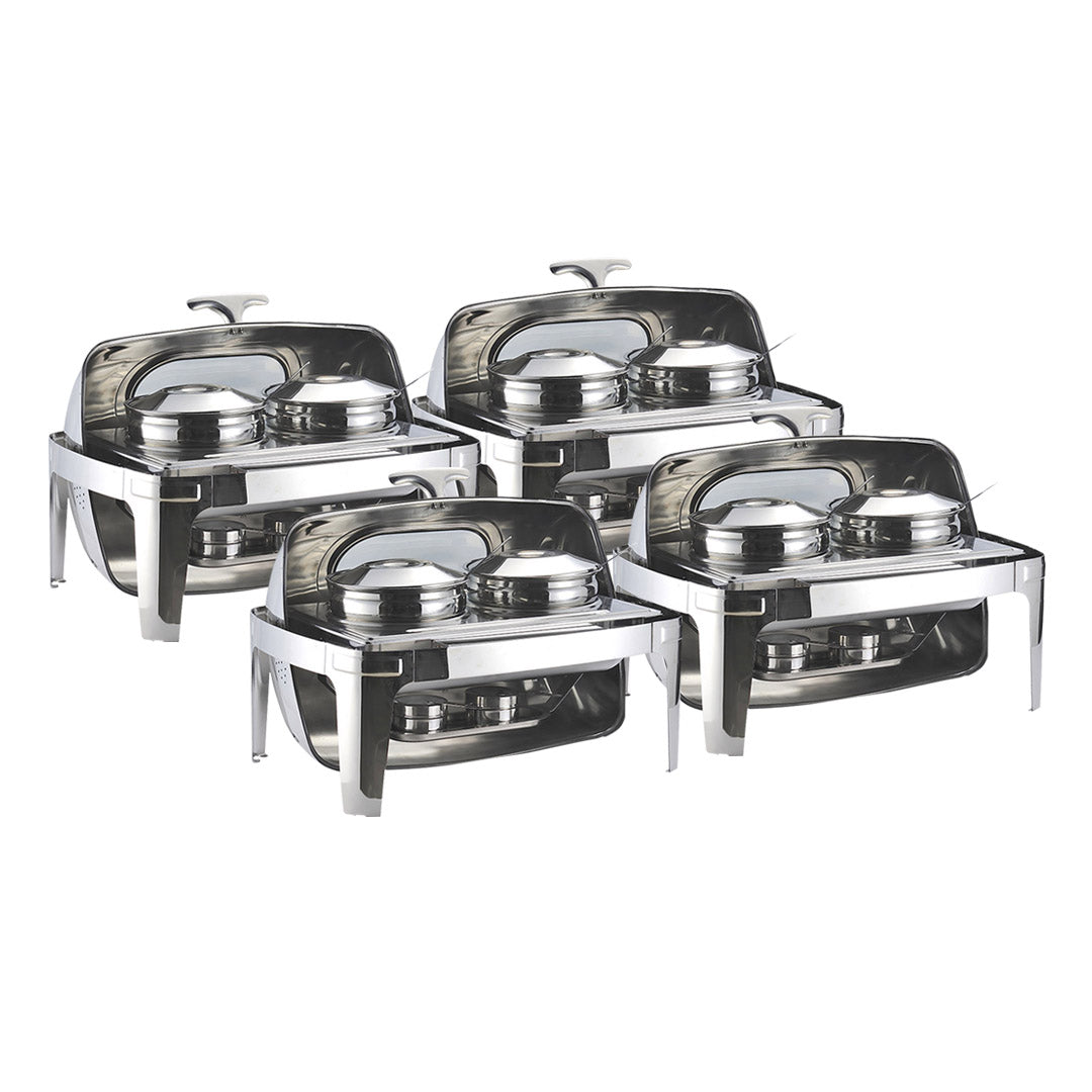SOGA 4X 6.5L Stainless Steel Double Soup Tureen Bowl Station Roll Top Buffet Chafing Dish Catering Chafer Food Warmer Server $ 1604.50