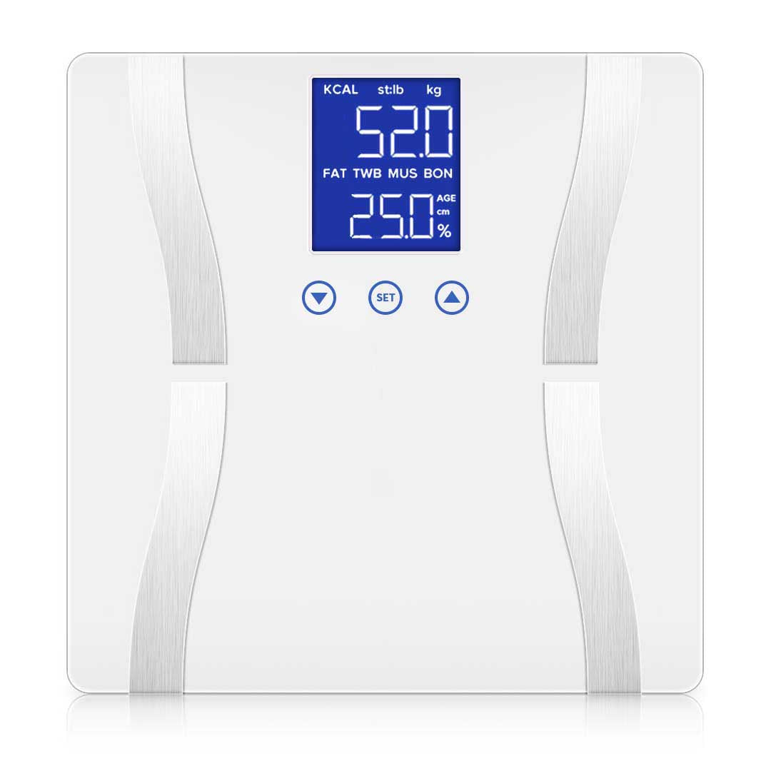 Glass LCD Digital Body Fat Scale Bathroom Electronic Gym Water Weighing Scales White