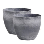 SOGA 2X 27cm Weathered Grey Round Resin Plant Flower Pot in Cement Pattern Planter Cachepot for Indoor Home Office $ 118.90