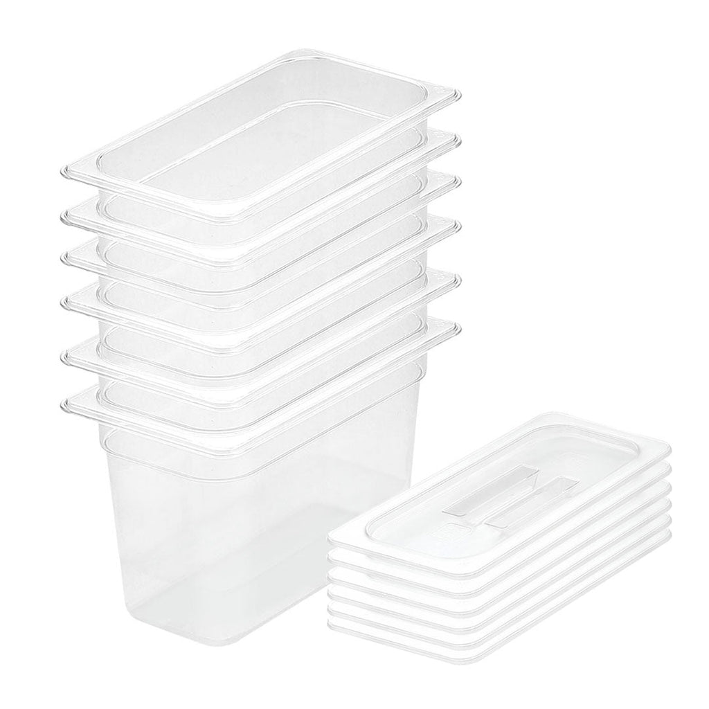 SOGA 200mm Clear Gastronorm GN Pan 1/3 Food Tray Storage Bundle of 6 with Lid $ 316.50