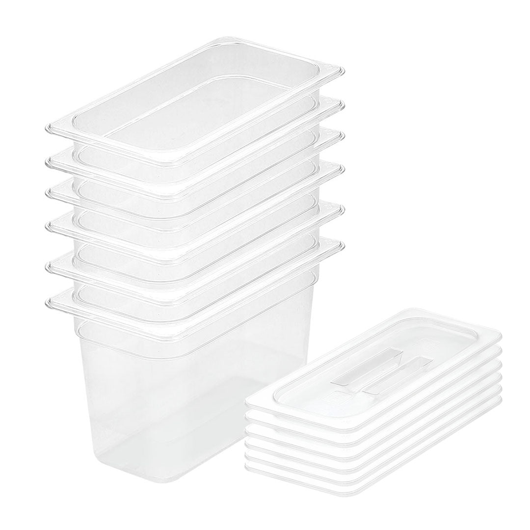 SOGA 200mm Clear Gastronorm GN Pan 1/3 Food Tray Storage Bundle of 6 with Lid $ 316.50