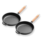 SOGA 2X 25cm Round Cast Iron Frying Pan Skillet Steak Sizzle Platter with Helper Handle $ 140.50