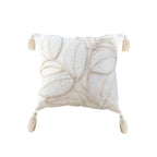 SOGA 45cm Wabi-sabi Cream Flower Cover & Beige Velvet Leaf Ring Square Throw Pillow $ 66.90