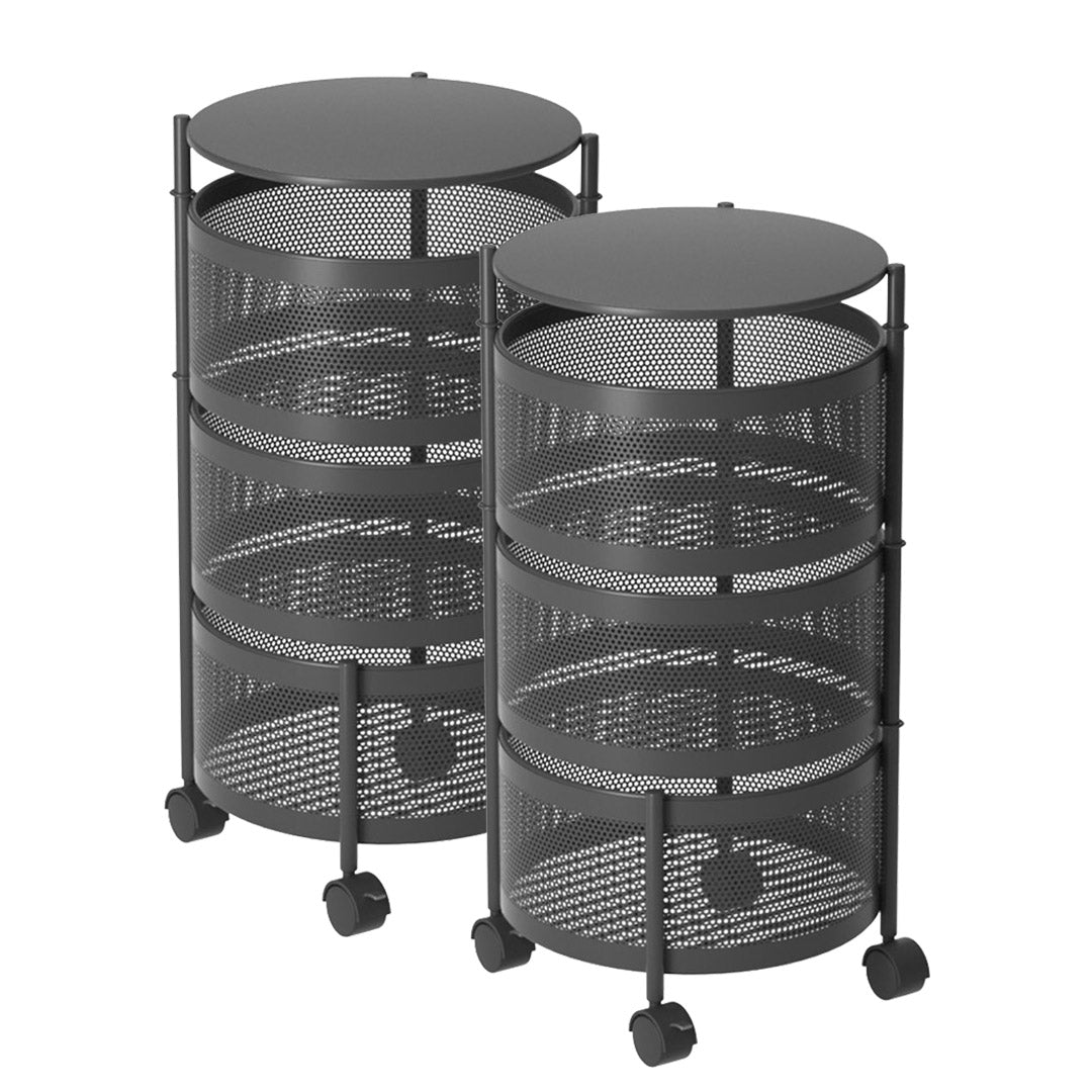 SOGA 2X 3 Tier Steel Round Rotating Kitchen Cart Multi-Functional Shelves Storage Organizer with Wheels $ 151.50