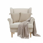 SOGA Home & Living Bundle – 2 Khaki Wabi-Sabi Tassel Pillows & Coffee Knitted Blanket