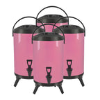 SOGA 4X 18L Stainless Steel Insulated Milk Tea Barrel Hot and Cold Beverage Dispenser Container with Faucet Pink