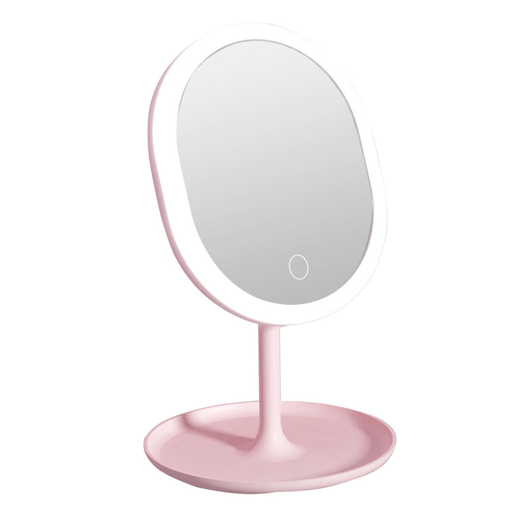 SOGA 20cm Pink Rechargeable LED Light Makeup Mirror Tabletop Vanity Home Decor $ 33.50