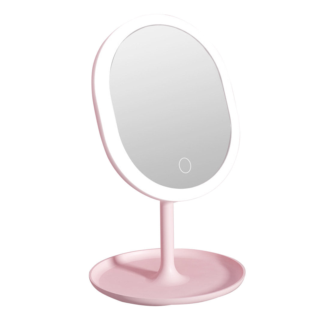 SOGA 20cm Pink Rechargeable LED Light Makeup Mirror Tabletop Vanity Home Decor $ 33.50