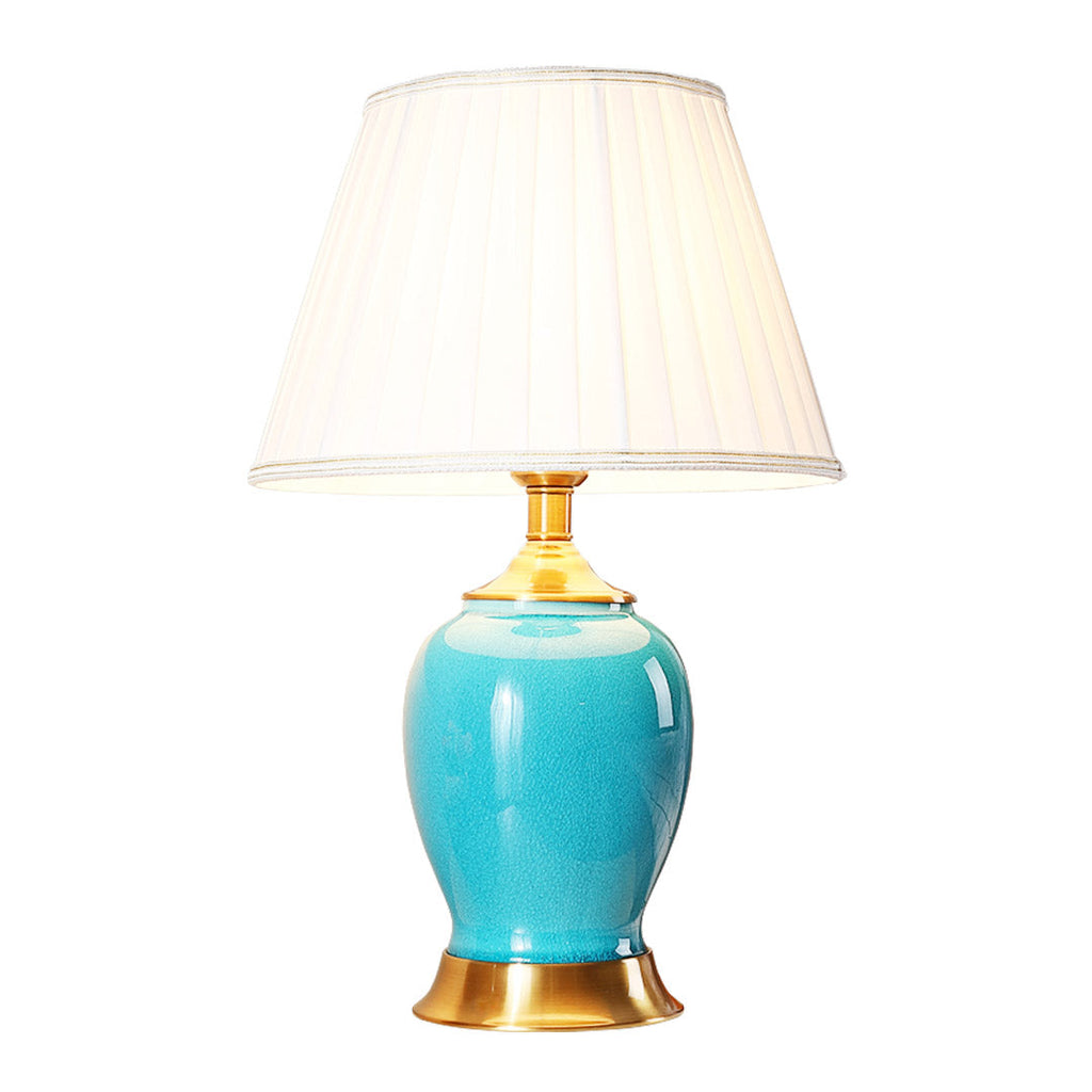 SOGA Ceramic Oval Table Lamp with Gold Metal Base Desk Lamp Blue $ 177.90