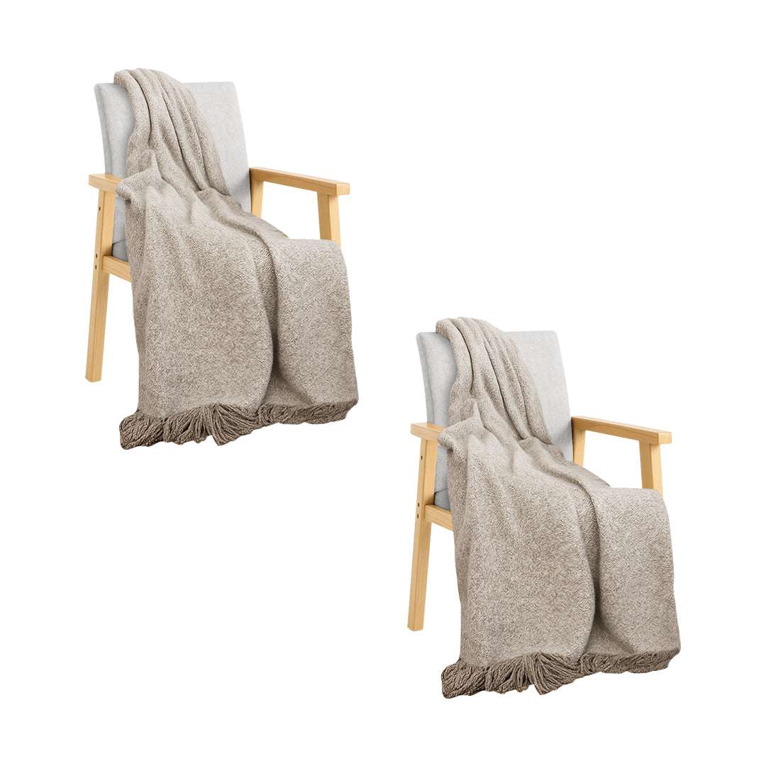 SOGA 2X 160x200cm Coffee Blanket – Vintage Tassel Throw for Rustic Comfort $ 172