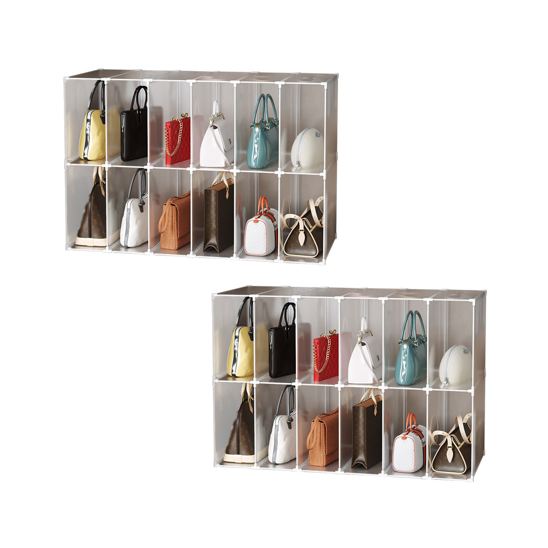 SOGA 2X 12-Cube Portable Bag Box Foldable Cubby DIY Organiser Tote Clutch Purse Space Saving Shelf Cabinet $ 193.90