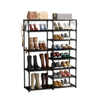 SOGA 12-Shelf Tier Shoe Storage Shelf Space-Saving Caddy Rack Organiser with Side Hooks Black $ 83.50
