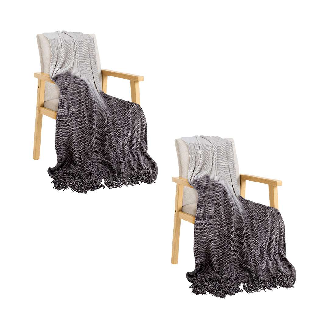 SOGA 2X 127x170cm Star Grey Blanket – Gradient Tassel Throw for Cozy Home Comfort $ 172