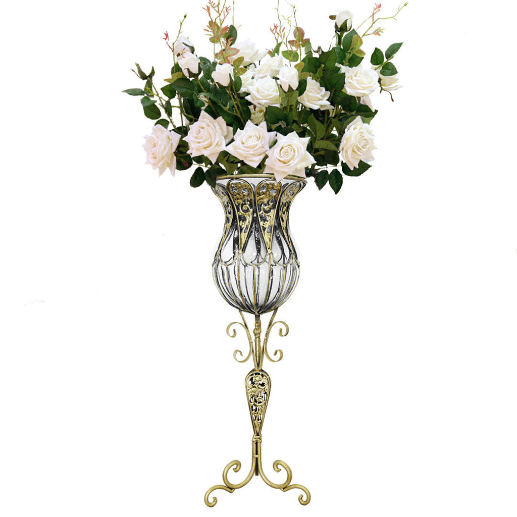 SOGA 85cm Clear Glass Tall Floor Vase with 12pcs White Artificial Fake Flower Set $ 511.50