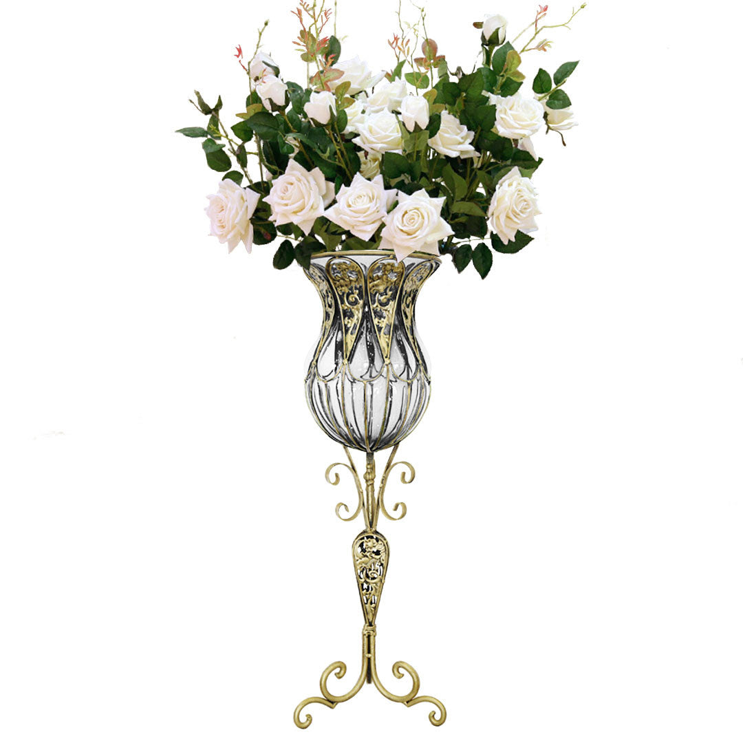 SOGA 85cm Clear Glass Tall Floor Vase with 12pcs White Artificial Fake Flower Set $ 511.50