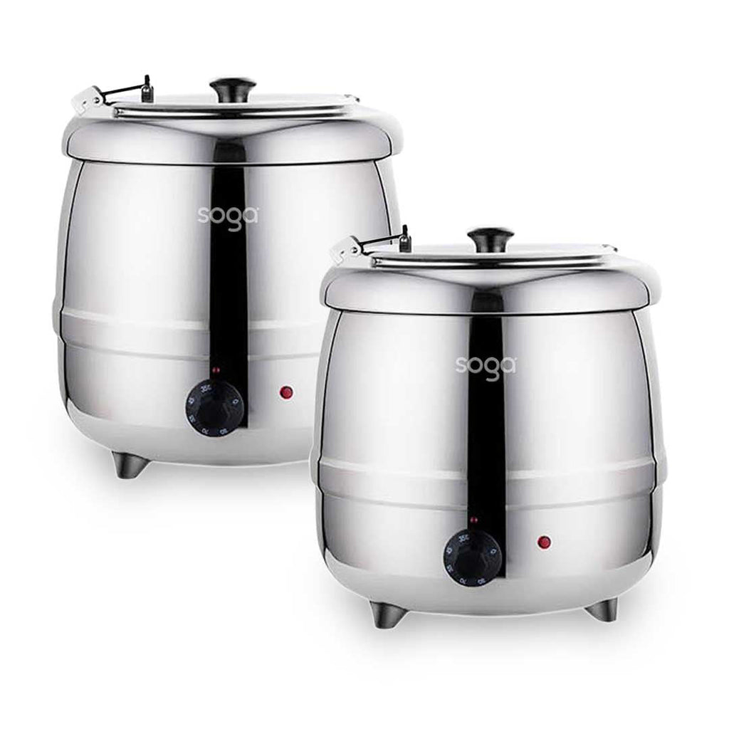 SOGA 2x 10L Soup Kettle Commercial Soup Pot Electric Soup Maker Stainless Steel $ 438.90