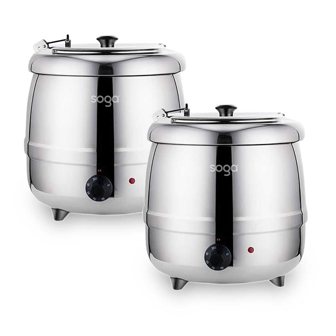 SOGA 2x 10L Soup Kettle Commercial Soup Pot Electric Soup Maker Stainless Steel $ 438.90