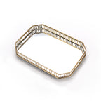 SOGA 35cm Gold Rectangle Ornate Mirror Glass Metal Tray Vanity Makeup Perfume Jewelry Organiser with Handles $ 71.50