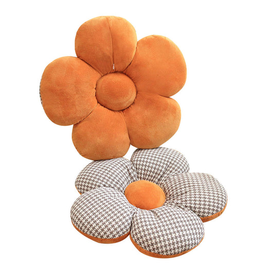 SOGA Orange Flower Cushion Shaped for Floor and Sitting Throw Pillow
