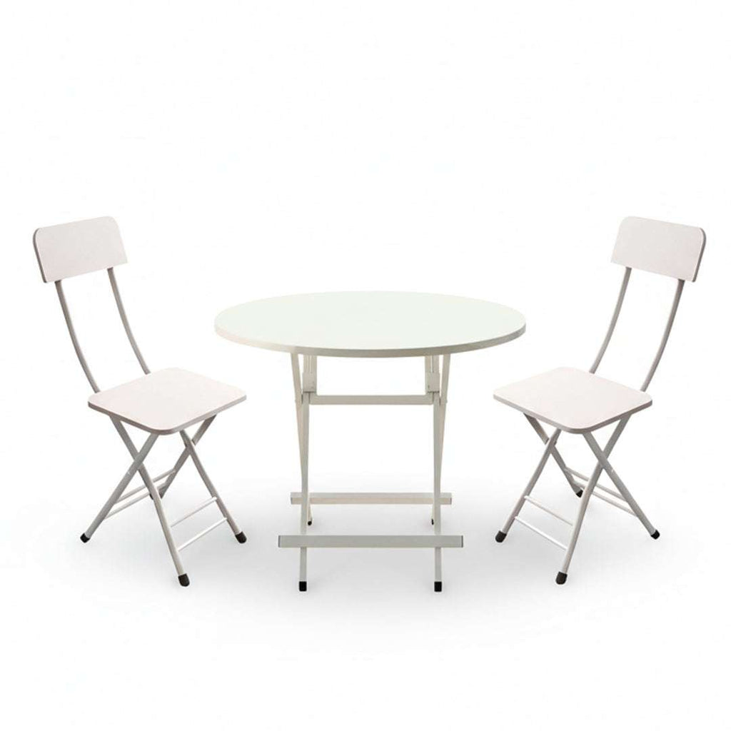 SOGA Home & Living Bundle – White Folding Dining Table & 2 Foldable Chairs for Home Decor $ 0