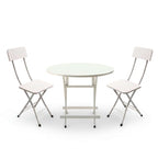 SOGA Home & Living Bundle – White Folding Dining Table & 2 Foldable Chairs for Home Decor $ 0