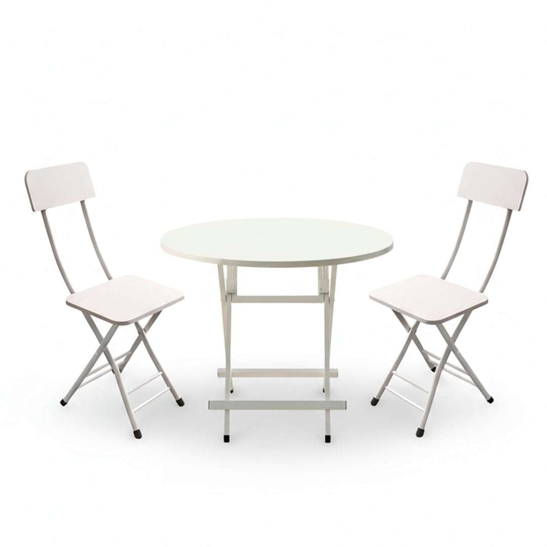 SOGA Home & Living Bundle – White Folding Dining Table & 2 Foldable Chairs for Home Decor $ 0