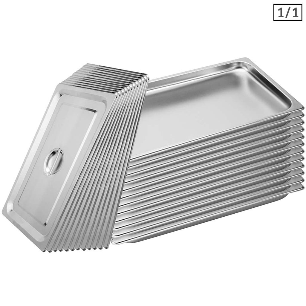 SOGA 12X Gastronorm GN Pan Full Size 1/1 GN Pan 2cm Deep Stainless Steel Tray with Lid $ 366.90