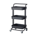 SOGA 3 Tier Steel Black Movable Kitchen Cart Multi-Functional Shelves Storage Organizer with Wheels $ 55.50