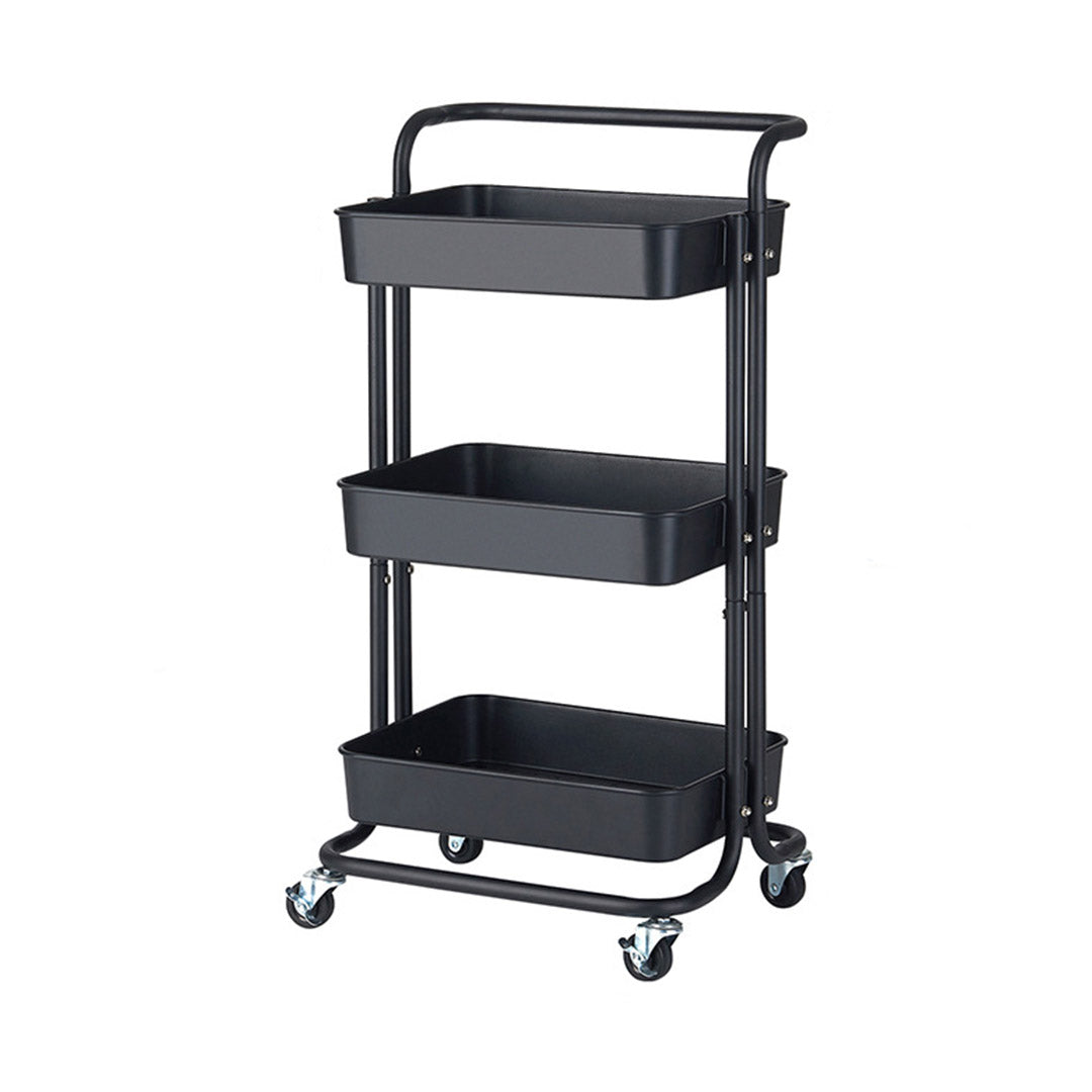 SOGA 3 Tier Steel Black Movable Kitchen Cart Multi-Functional Shelves Storage Organizer with Wheels $ 55.50