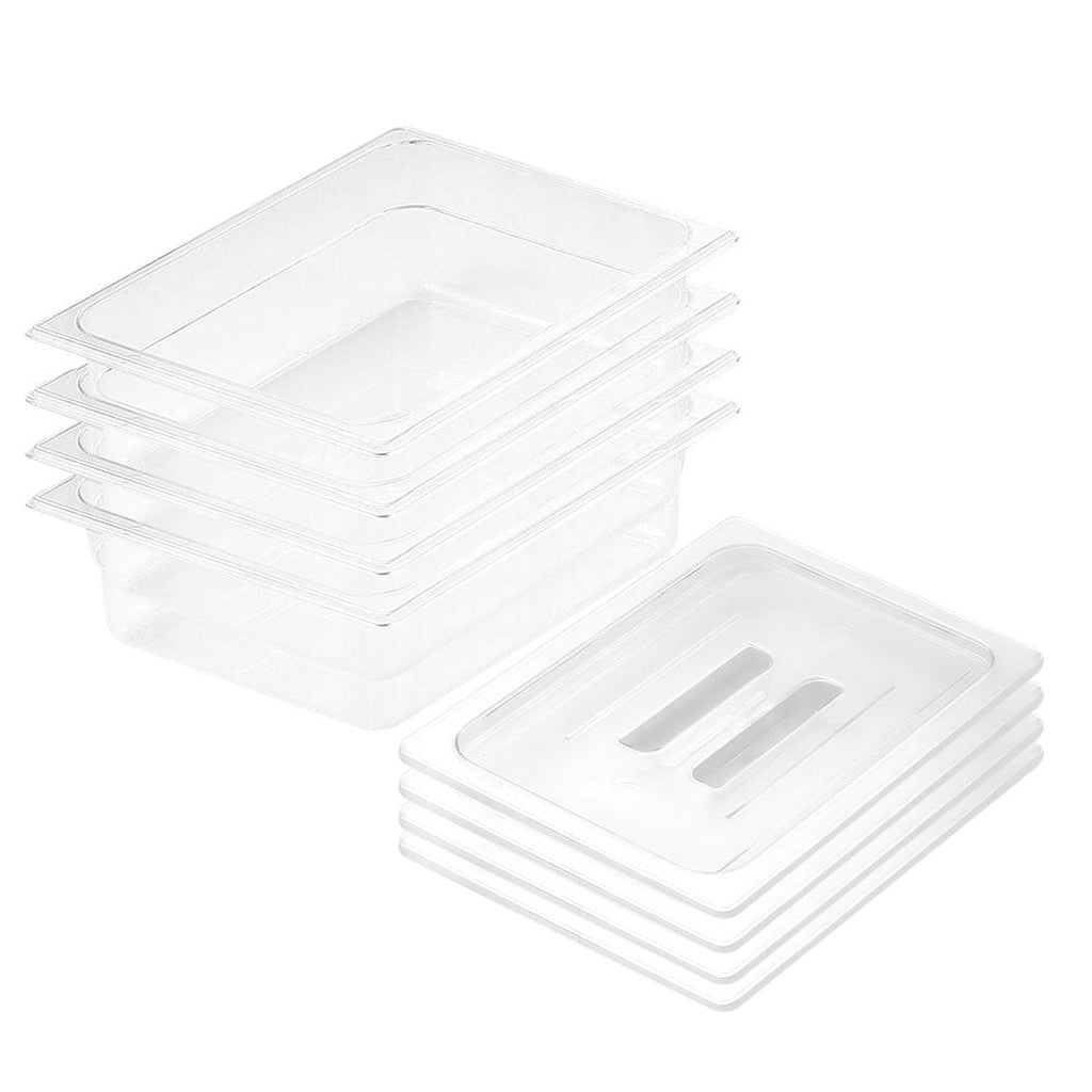 SOGA 100mm Clear Gastronorm GN Pan 1/2 Food Tray Storage Bundle of 4 with Lid $ 166.90
