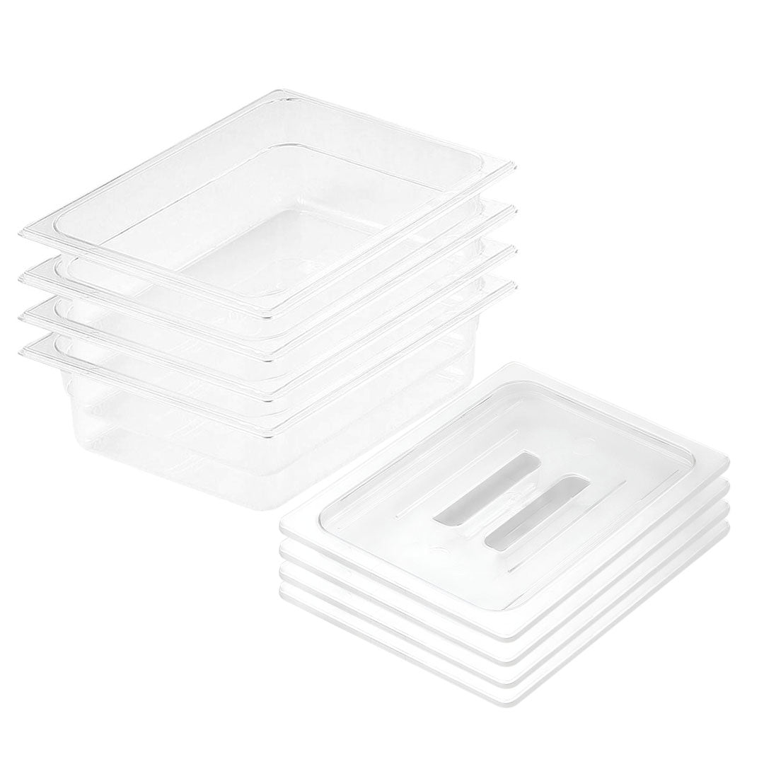 SOGA 100mm Clear Gastronorm GN Pan 1/2 Food Tray Storage Bundle of 4 with Lid $ 166.90