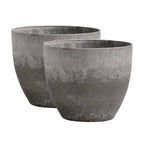 SOGA 2X 27cm Rock Grey Round Resin Plant Flower Pot in Cement Pattern Planter Cachepot for Indoor Home Office $ 118.90