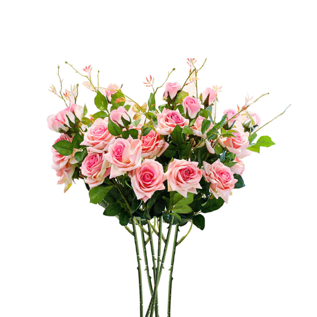 SOGA 6 Bunch Artificial Silk Rose 5 Heads Flower Fake Bridal Bouquet Table Decor Pink $ 111.50